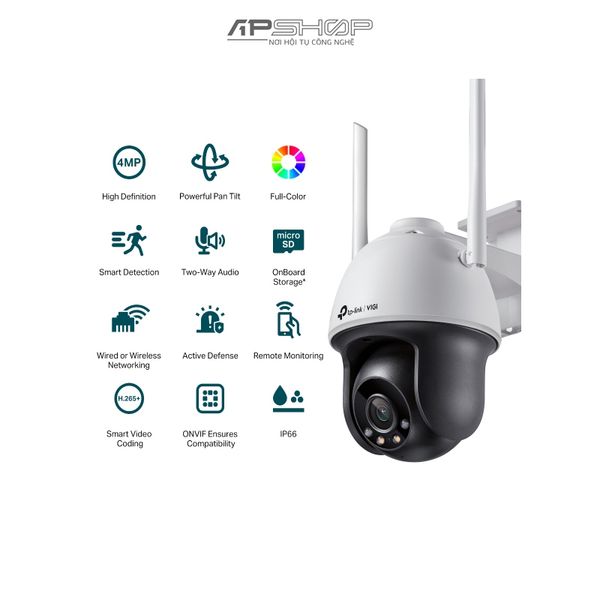 Camera quan sat TP Link VIGI C540-W 4MP Outdoor Full-Color WiFi Pan Tilt Network Camera | Chính hãng