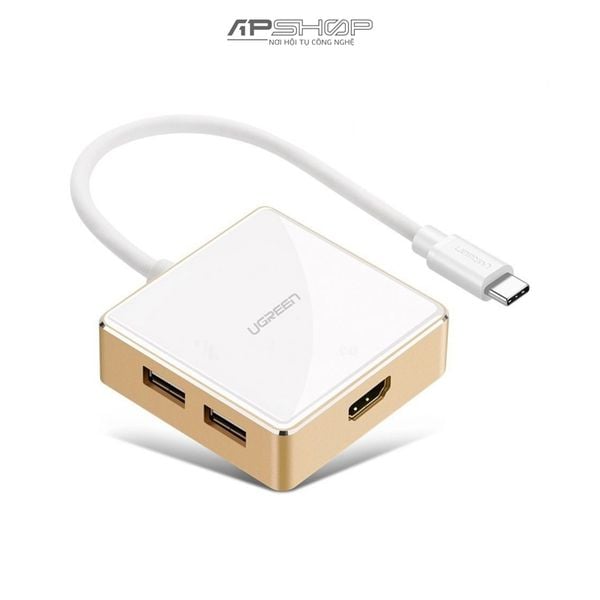 Cáp chuyển đổi USB C to HDMI + Hub USB 2.0 & 3.0 hỗ trợ sạc Macbook Ugreen 30441 | Chính hãng