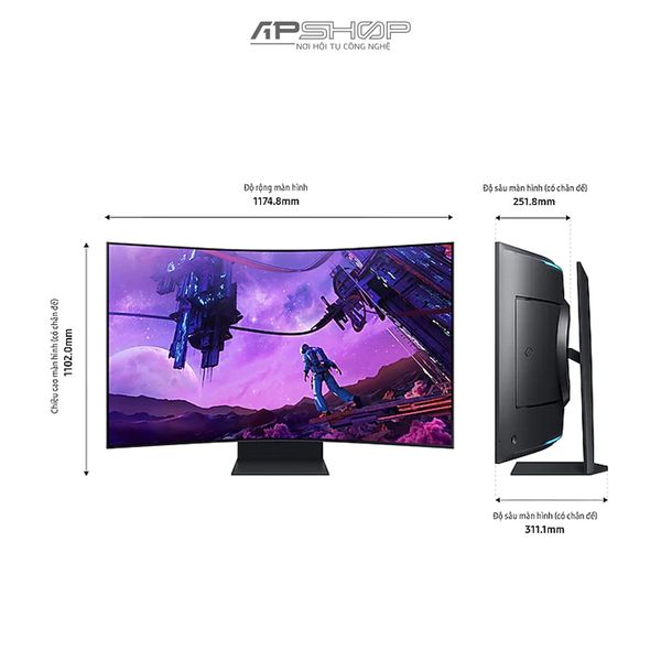 Màn Hình Samsung Odyssey G97NB Ark UHD 165Hz 55 inch cong 1000R | Chính hãng