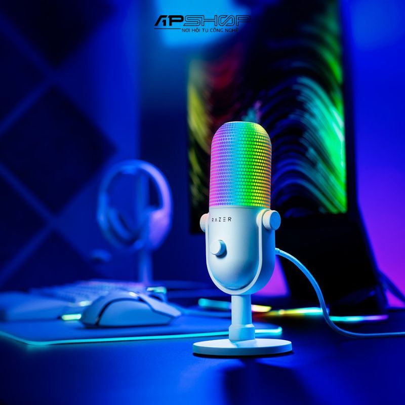 Micro Cho Streamer Hiệu Razer Seiren V3 Chroma White  Chính hãng