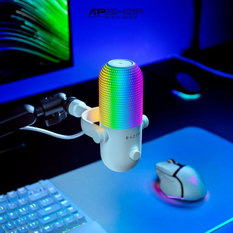 Micro Cho Streamer Hiệu Razer Seiren V3 Chroma White  Chính hãng
