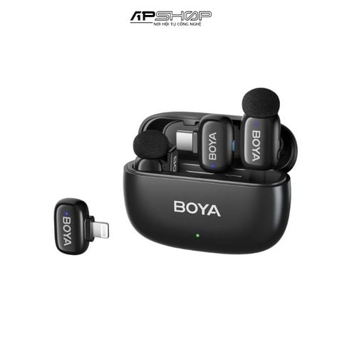 Micro không dây Boya mini-12 Black | Kết nối Lightning/ USB C