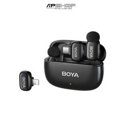 Micro không dây Boya mini-12 Black | Kết nối Lightning/ USB C