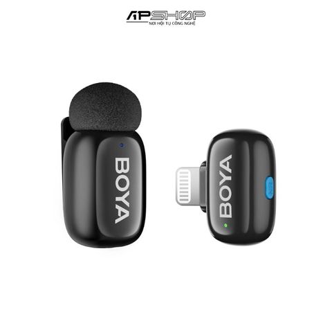 Micro không dây Boya mini-12 Black | Kết nối Lightning/ USB C