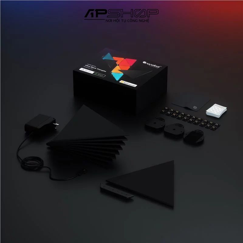 Đèn thông minh Nanoleaf Shapes Tam Giác 9 ô đèn (bộ khởi động) - đen