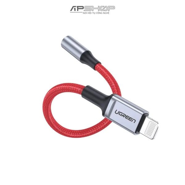 Sound Adapter UGREEN Lightning Male to 3.5mm Female Round Cable Alu Case with Braid 10cm Red US322