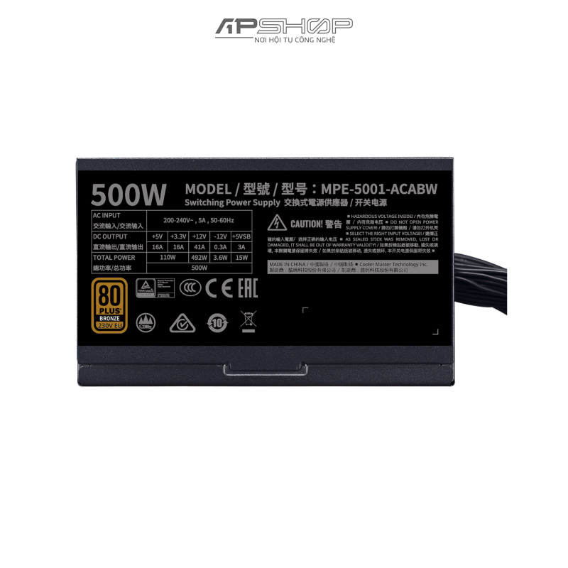 Bộ nguồn Cooler Master MWE 500 Bronze V2