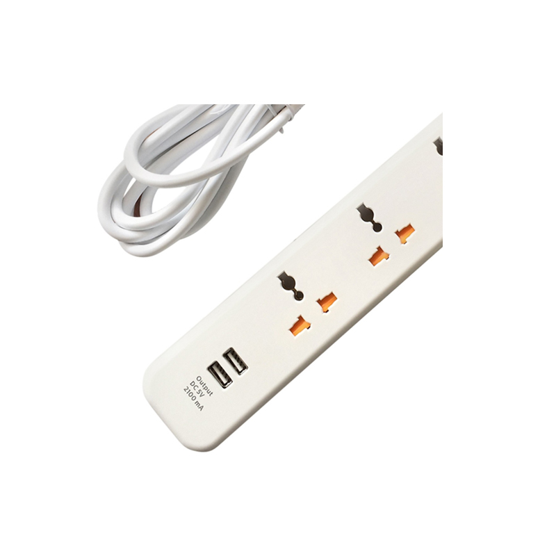 Ổ Cắm Điện Philips SPN6248WB | 3M | 4 ổ cắm 3 chân 2 cổng sạc USB | Công tắc chung