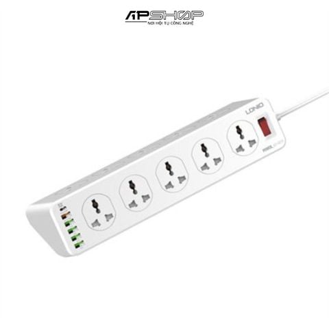 Ổ Cắm Điện Đa Năng LDNIO SC10610 | 10 Chấu | 5 USB A | 1 USB C