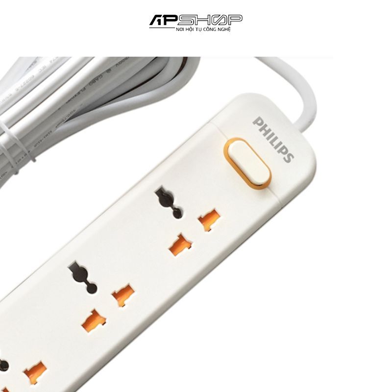 Ổ Cắm Điện Philips SPN1248WB  3M  4 ổ cắm 3 chân  Công tắc chung