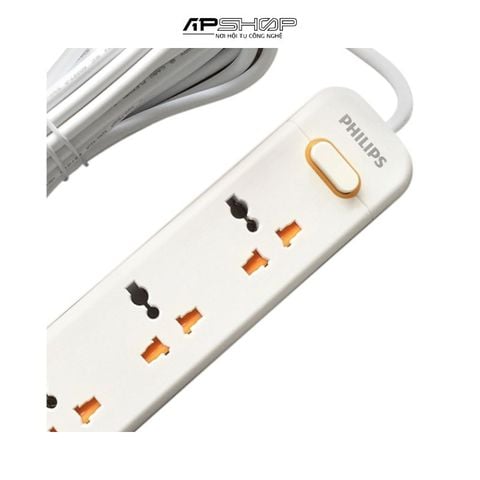 Ổ Cắm Điện Philips SPN1248WC | 5M | 4 ổ cắm 3 chân | Công tắc chung