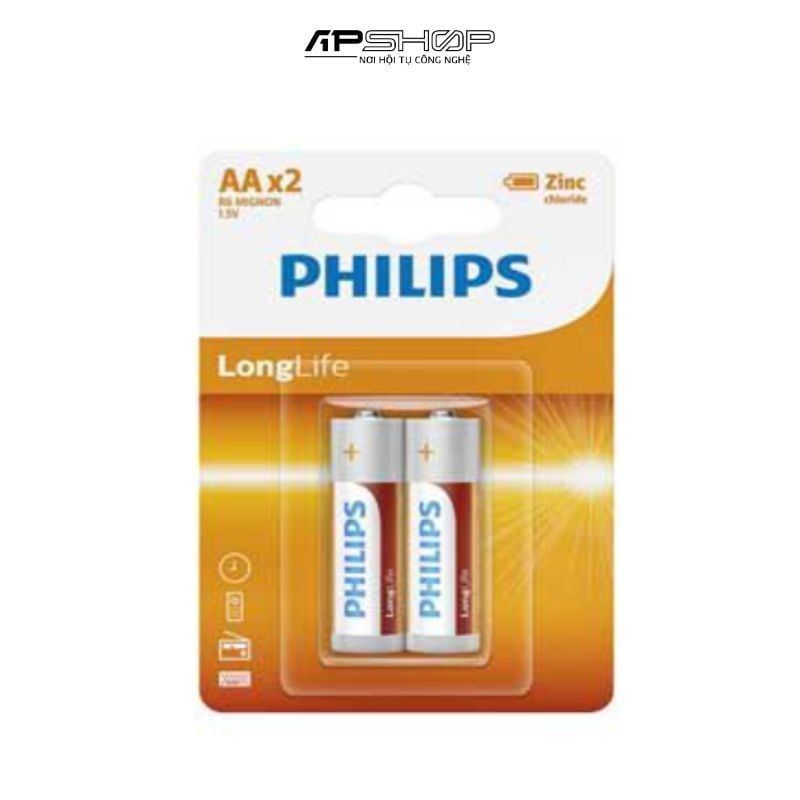 Pin Kẽm AA Philips R6L2B | Vỉ 2 viên | Điện thế: 1.5V