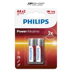 Pin Kiềm Alkaline AA Philips LR6P2B | Vỉ 2 viên | Điện thế: 1.5V