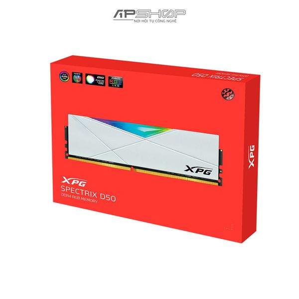 Ram Adata XPG D50 RGB White 16GB 1x16GB Bus 3200 | Chính hãng