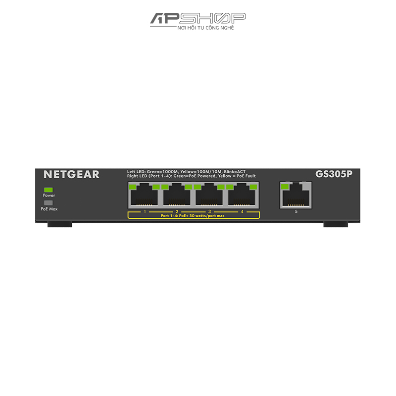 Switch Netgear GS305P 5Port Gigabit Ethernet Unmanaged Switch with 4 Port PoE - Hàng chính hãng