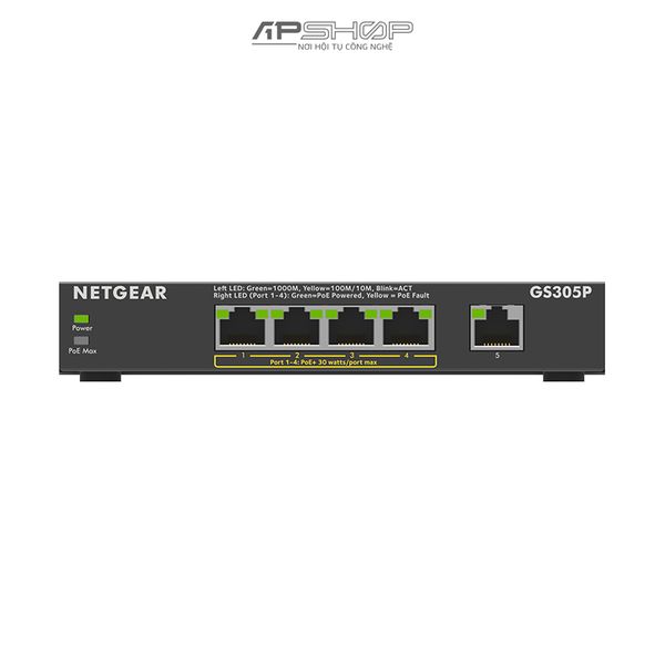 Switch Netgear GS305P 5Port Gigabit Ethernet Unmanaged Switch with 4 Port PoE - Hàng chính hãng