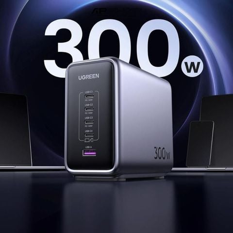 Sạc nhanh để bàn Nexode GaN 300W Ugreen 90903B, 5 cổng USB C x4, USB A x1 (EU Plug)