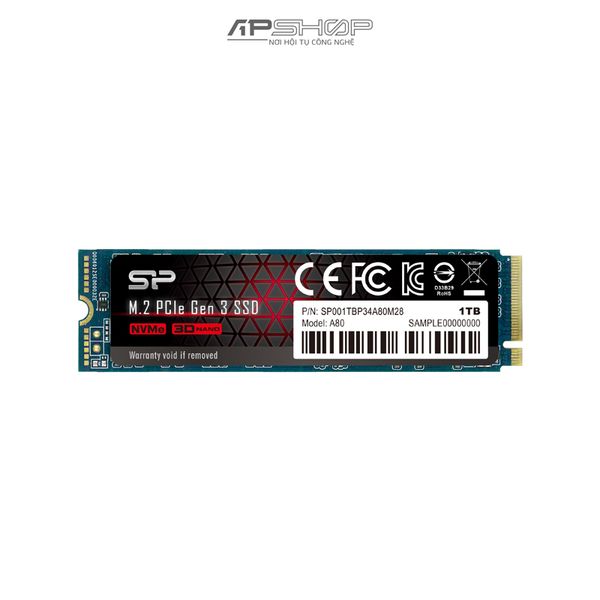 SSD Silicon Power A80 M.2 NVMe PCIe Gen 3x4 1TB - Hàng chính hãng