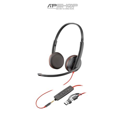 Tai nghe có dây Poly Blackwire 3225 Stereo USB C | 3.5mm Plug | USB C/A