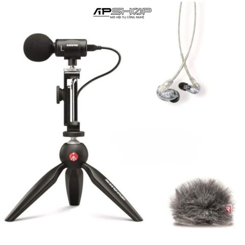 Bộ micro thu âm condenser stereo Shure MV88+ kèm tai nghe Shure SE215 và chân tripod để bàn