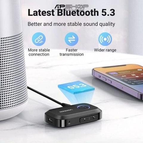 Thiết Bị Nhận Âm Thanh Bluetooth 5.3 Ugreen 90748 | khoảng cách 15m | kết nối cùng lúc 2 điện thoại