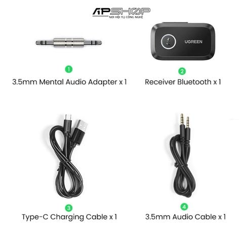 Thiết Bị Nhận Âm Thanh Bluetooth 5.3 Ugreen 90748 | khoảng cách 15m | kết nối cùng lúc 2 điện thoại