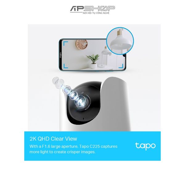 TP Link Camera AI WiFi An Ninh Gia Đình Quay / Quét Tapo C225 | Chính hãng