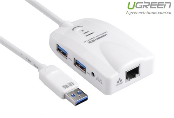 Bộ chia cổng USB 3.0 ra 2 cổng USB - 1 Lan Gigabit USB 3.0 + đầu đọc SD/TF Ugreen 20248 cao cấp