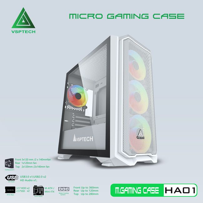 CASE VSPTECH GAMING HA01 WHITE