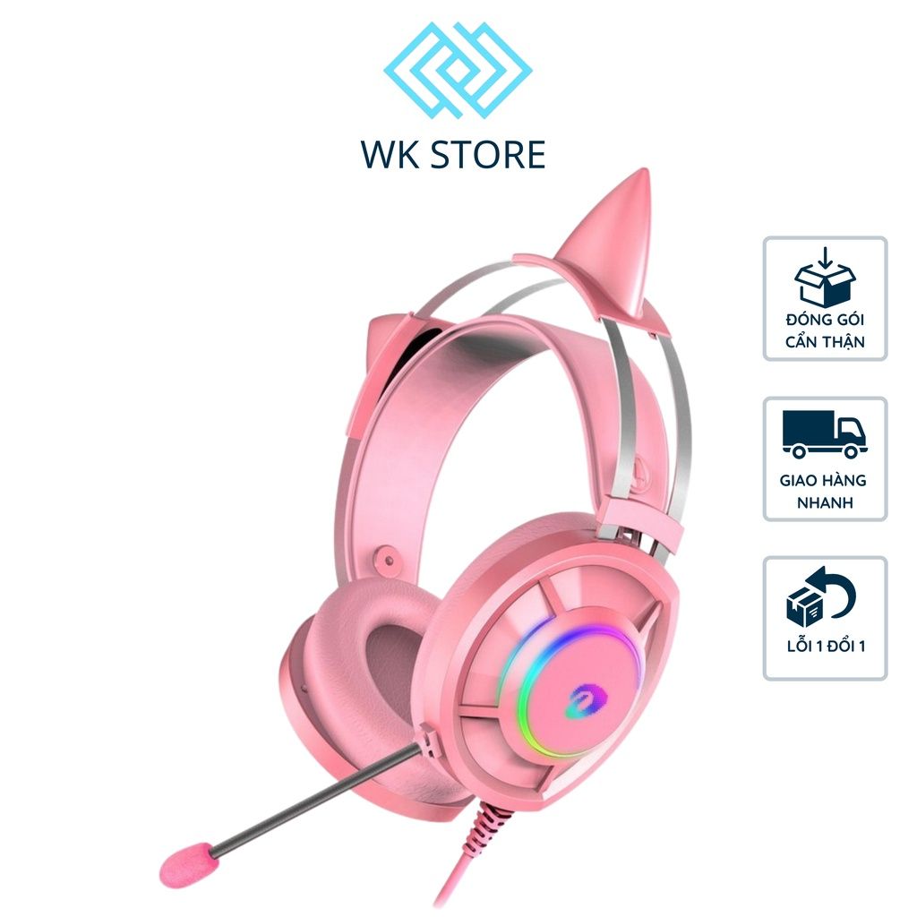 Tai Nghe Headphone Gaming DAREU EH469 7.1 LED RGB Kèm Theo Phiên Bản Tai Mèo Màu Hồng Dễ Thương