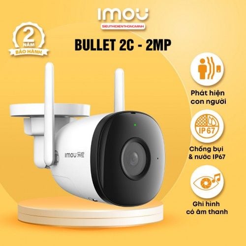 Camera IMOU IPC-F22P (Thân Wifi 2MP, góc rộng, liền mic thu âm)