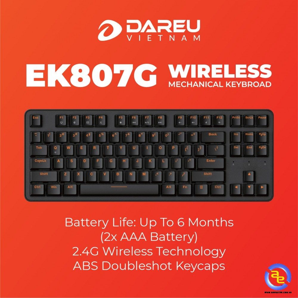 Bàn phím cơ không dây Dareu EK807G BLACK (Blue/ Brown/ Red D switch)