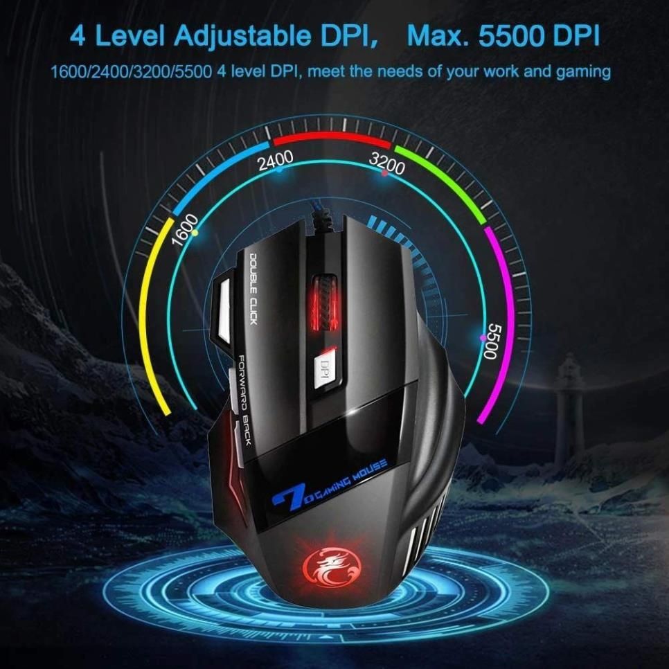 Chuột Gaming Có Dây iMICE X7 PAOLU APPLIANCES Led 7 Màu, Chơi Game Siêu Mượt, Dây Dù Cao Cấp, Độ Nhạy 3200 DPI