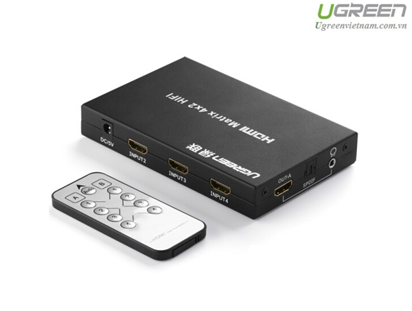 Bộ chuyển mạch HDMI matrix 4x2 chính hãng Ugreen 40216 cao cấp