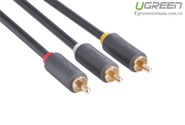 Cáp audio 1 ra 2 RCA (hoa sen) 3M Ugreen 10512 chính hãng