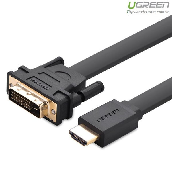 Cáp HDMI to DVI (24+1) mỏng dẹt dài 10M Chính hãng Ugreen 30140 Cao cấp