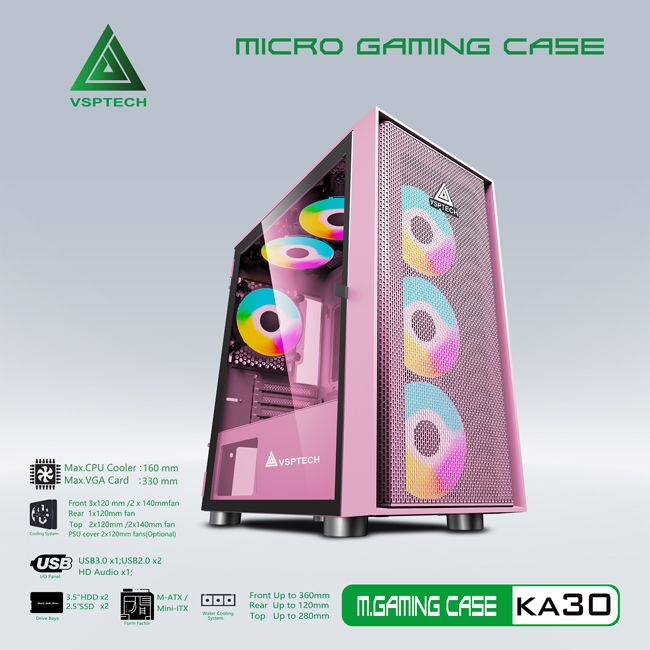 CASE VSPTECH GAMING KA30 (PINK)