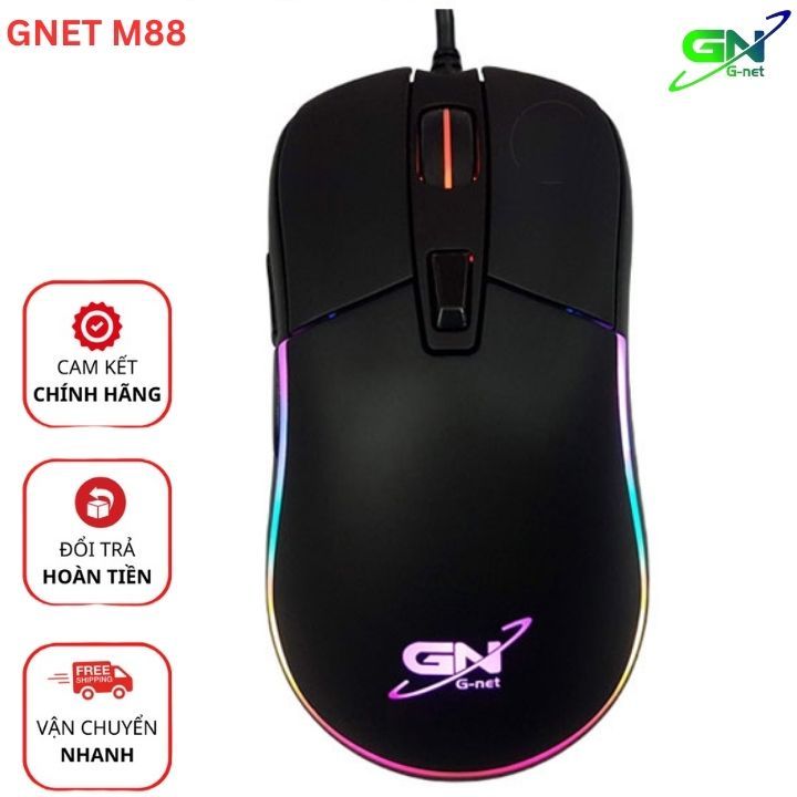 Chuột máy tính có dây gaming Gnet M88 led RGB DPI 5000