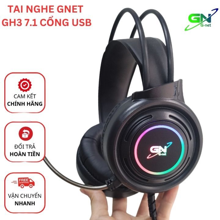 Tai nghe máy tính Gnet GH3 7.1 cổng USB có Mic led RGB