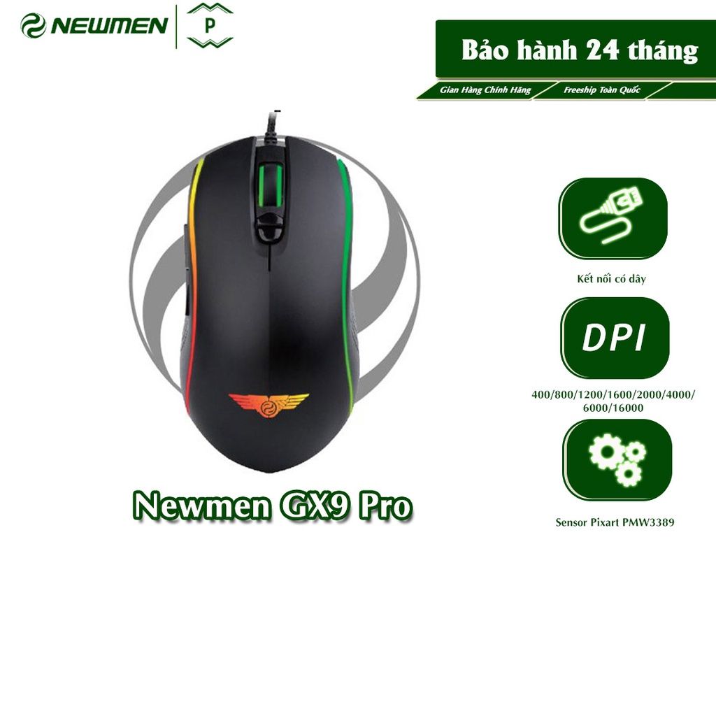 Chuột Gaming Newmen GX9-Pro,THIỆN XẠ SĂN MỒI,Sensor Pixart PMW3389,16000DPI,Switch Kailh