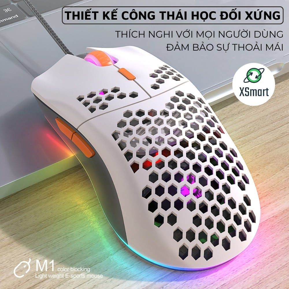 Chuột Cơ Gaming Chuyên Chơi Game Máy Tính PC Laptop M1 PRO 2024 Thế Hệ Mới LED RGB Nhiều Chế Độ, DPI 6 Mức