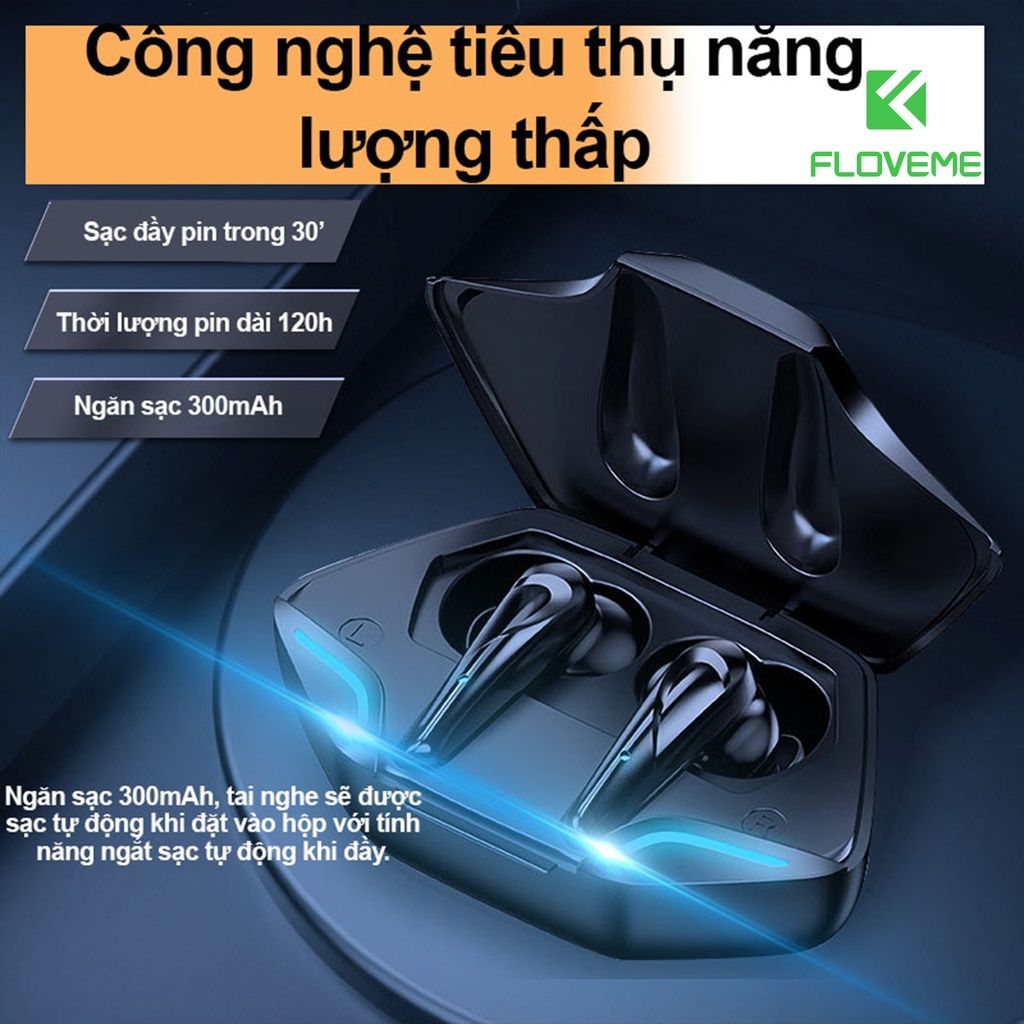 Tai nghe không dây gaming Bluetooth 5.0 FLOVEME TWS G11 - Bass mạnh mẽ, có mic với độ trễ cực thấp,Chống nước IPX5