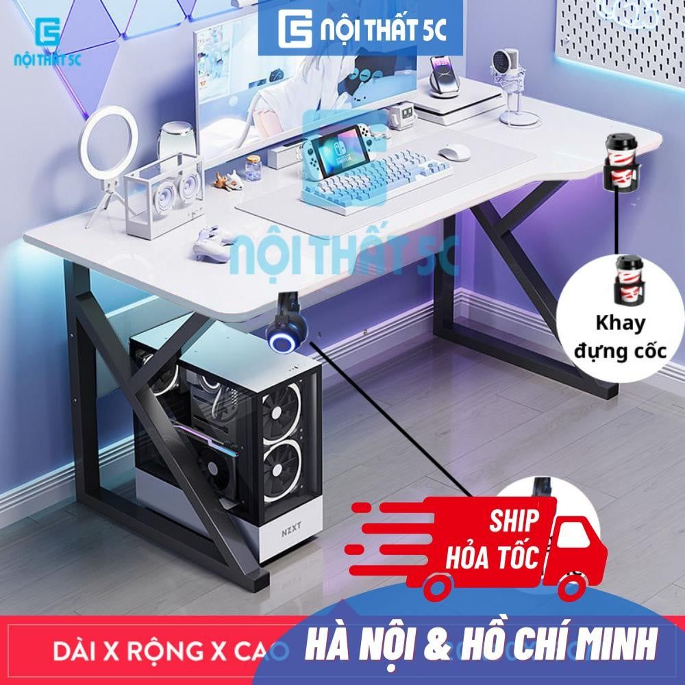 Bàn Làm Việc, Bàn Gaming Nội Thất 5C chữ K,U,Z mặt gỗ 1m2,1m thiết kế cá tính, chân sắt sơn tĩnh điện dày dặn, chắc chắn