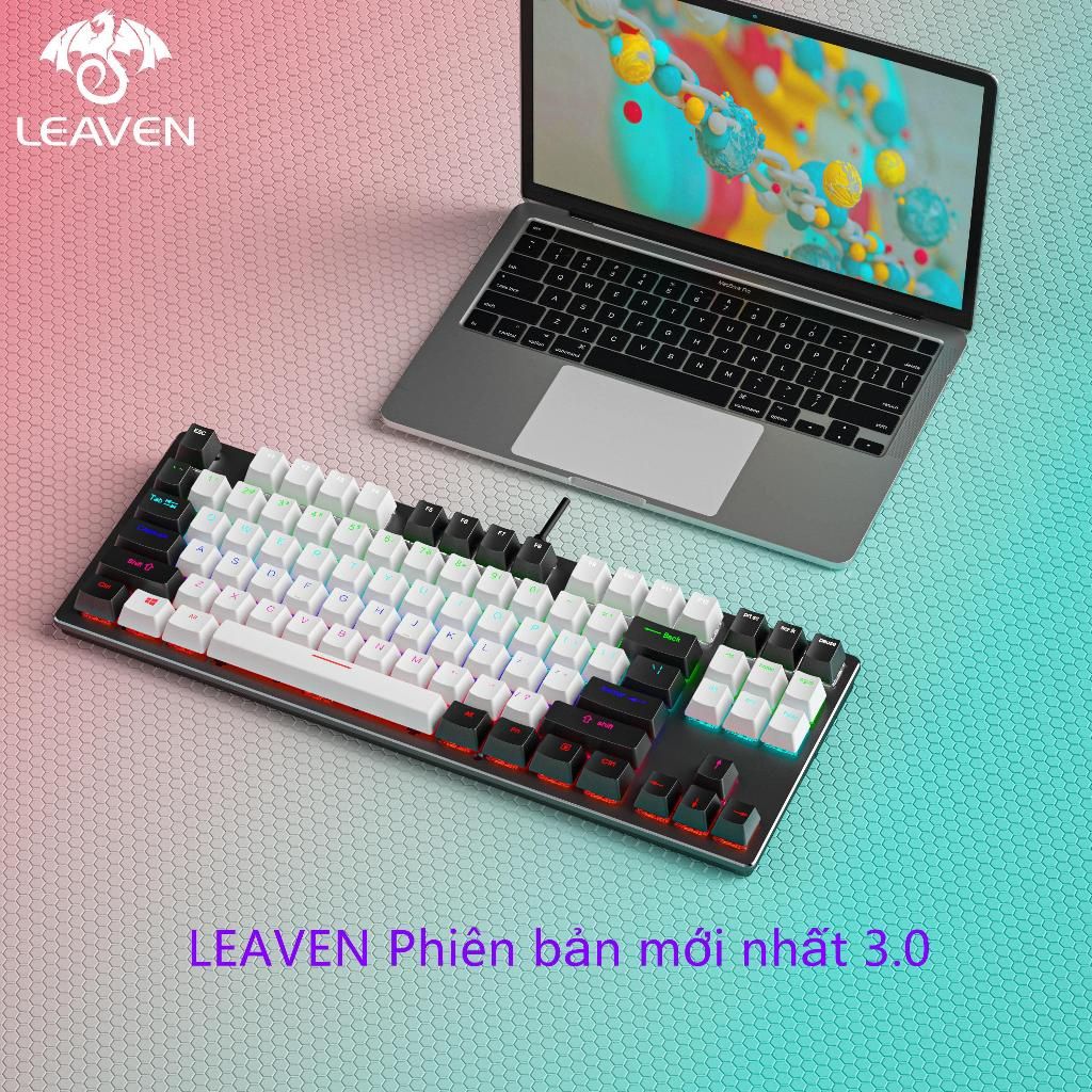 Bàn phím cơ máy tính có dây LEAVEN K550 hotswap gaming red switch blue switch LED