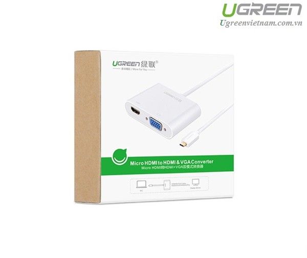 Cáp chuyển đổi Micro HDMI to VGA và HDMI + Audio Ugreen 30354 cao cấp