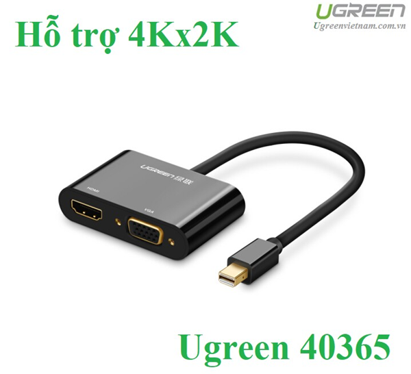 Cáp chuyển đổi 2 trong 1 Mini Displayport to HDMI/VGA hỗ trợ 4K*2K chính hãng Ugreen 40365 cao cấp
