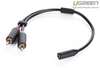 Cáp Audio 3.5mm âm ra 2 RCA dương dài 20cm chính hãng Ugreen UG-10561 mạ vàng 24K cao cấp