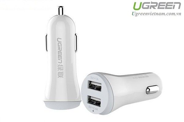 Sạc trên Ô tô 2 cổng USB chính hãng Ugreen 20393 cao cấp