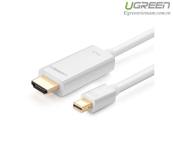 Cáp Mini DisplayPort (Thunderbolt) to HDMI dài 3M độ phân giải 4K Ugreen 10453 chính hãng Màu Trắng