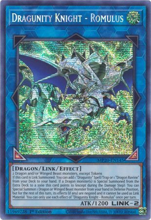 [ US ] Dragunity Knight - Romulus - MP20-EN145 - Prismatic Secret Rare 1st Edition